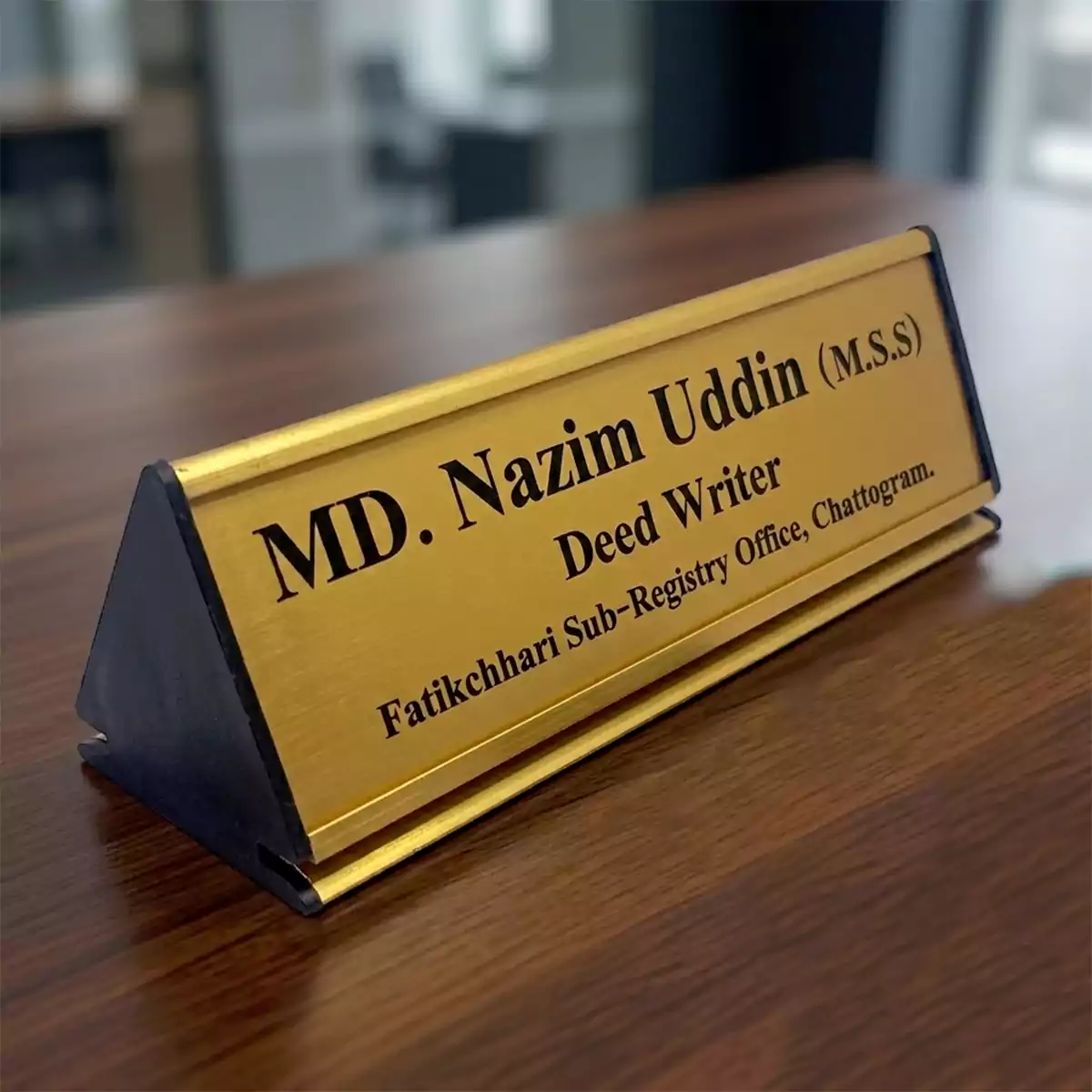 Metal SS Desk Name Plate for Office মেটাল টেবিল ডেস্ক নেমপ্লেট, printplus.com.bd